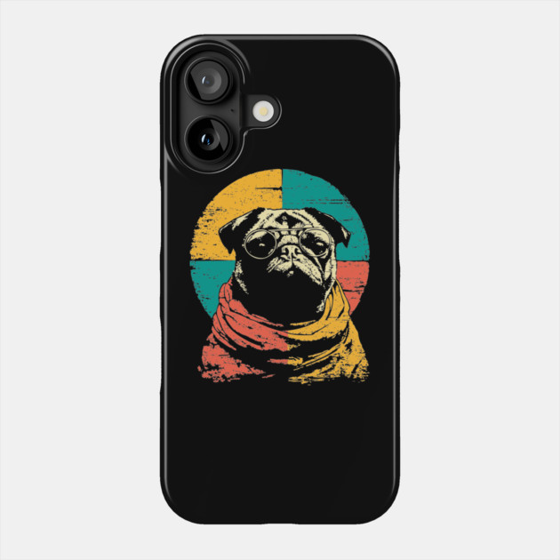 Cute Retro Pacifist Pug Dog Design Phone Case by TuncGK