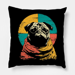 Cute Retro Pacifist Pug Dog Design Pillow