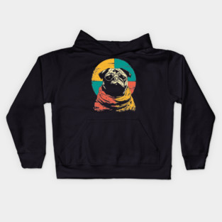 Cute Retro Pacifist Pug Dog Design Kids Hoodie