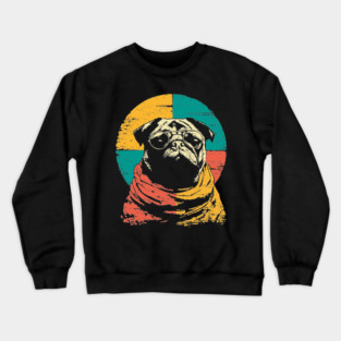 Cute Retro Pacifist Pug Dog Design Crewneck Sweatshirt