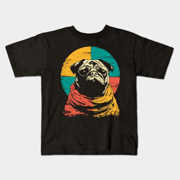 Cute Retro Pacifist Pug Dog Design Kids T-Shirt by TuncGK