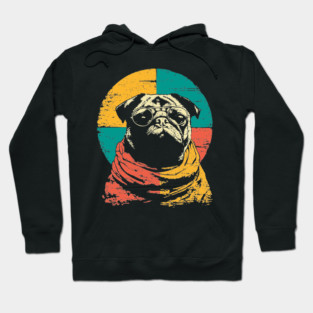 Cute Retro Pacifist Pug Dog Design Hoodie