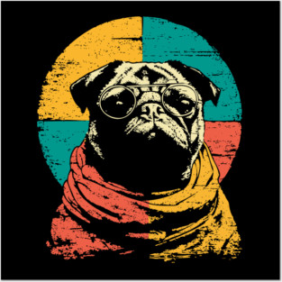 Cute Retro Pacifist Pug Dog Design Posters and Art