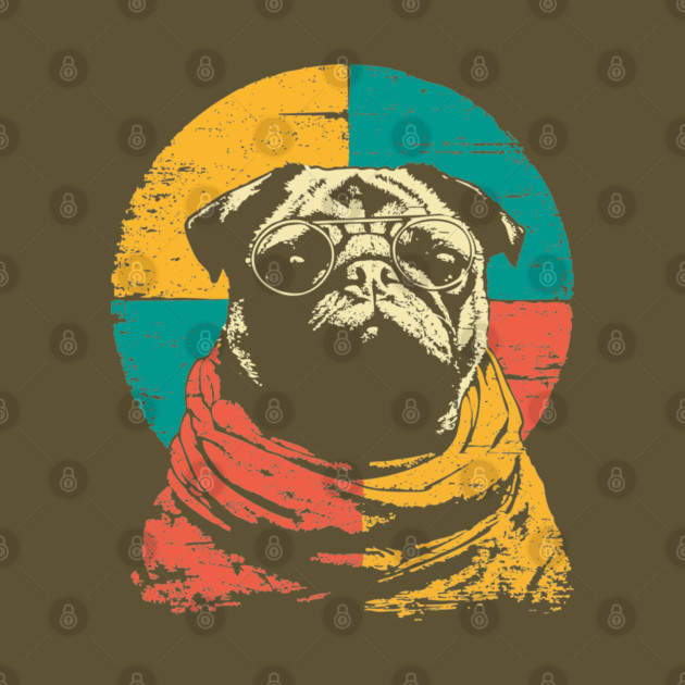 Cute Retro Pacifist Pug Dog Design by TuncGK