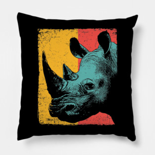 Powerful Pop Art Rhino Safari Portrait Pillow