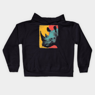 Powerful Pop Art Rhino Safari Portrait Kids Hoodie