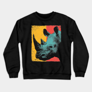 Powerful Pop Art Rhino Safari Portrait Crewneck Sweatshirt