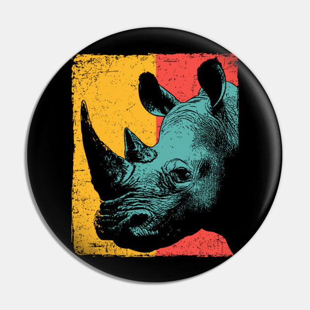 Powerful Pop Art Rhino Safari Portrait Pin by TuncGK