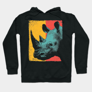 Powerful Pop Art Rhino Safari Portrait Hoodie