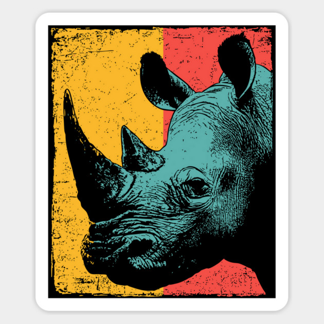 Powerful Pop Art Rhino Safari Portrait Magnet by TuncGK