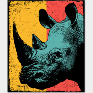 Powerful Pop Art Rhino Safari Portrait Posters and Art
