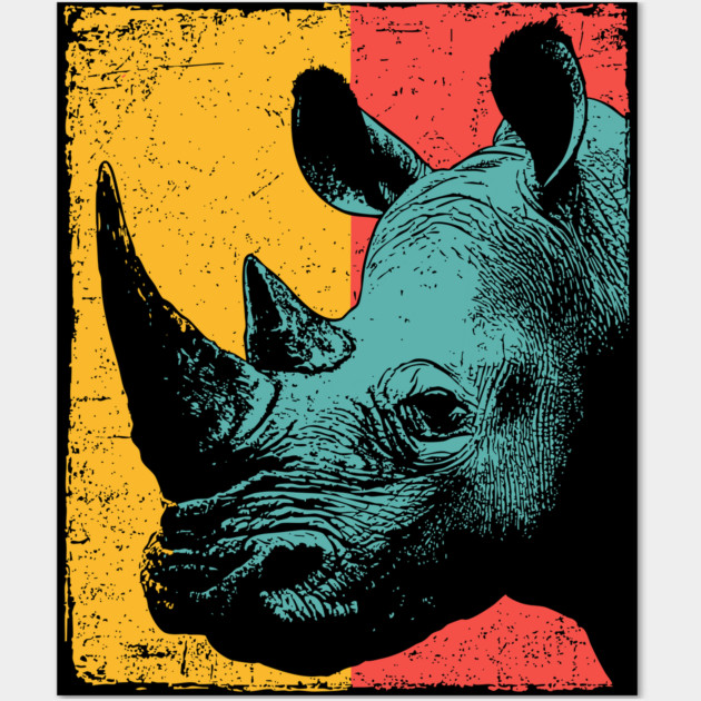Powerful Pop Art Rhino Safari Portrait Wall Art by TuncGK