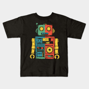 Retro Robot with Funky Pop Art Vibes Kids T-Shirt