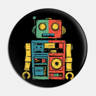 Retro Robot with Funky Pop Art Vibes Pin