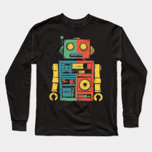Retro Robot with Funky Pop Art Vibes Long Sleeve T-Shirt
