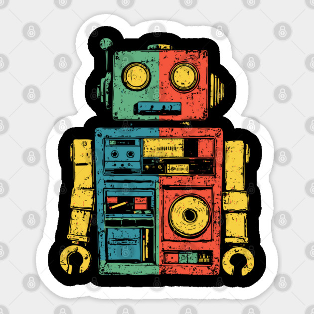 Retro Robot with Funky Pop Art Vibes Sticker by TuncGK