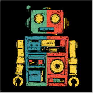 Retro Robot with Funky Pop Art Vibes Posters and Art