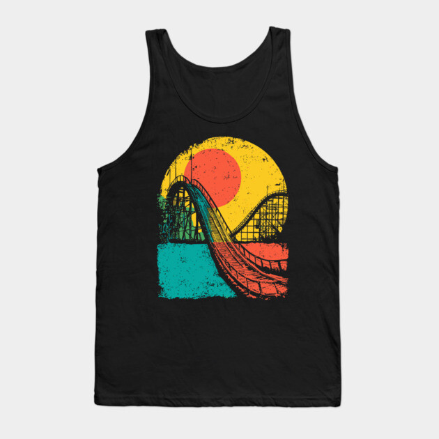 Vibrant Pop Art Retro Roller Coaster Ride Tank Top by TuncGK