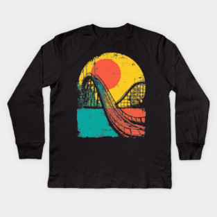 Vibrant Pop Art Retro Roller Coaster Ride Kids Long Sleeve T-Shirt