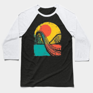 Vibrant Pop Art Retro Roller Coaster Ride Baseball T-Shirt