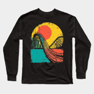 Vibrant Pop Art Retro Roller Coaster Ride Long Sleeve T-Shirt