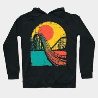 Vibrant Pop Art Retro Roller Coaster Ride Hoodie