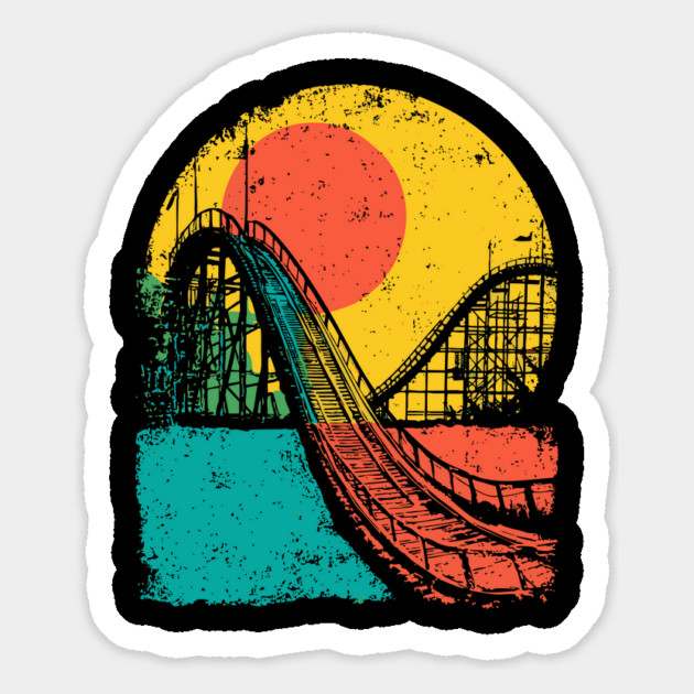 Vibrant Pop Art Retro Roller Coaster Ride Magnet by TuncGK