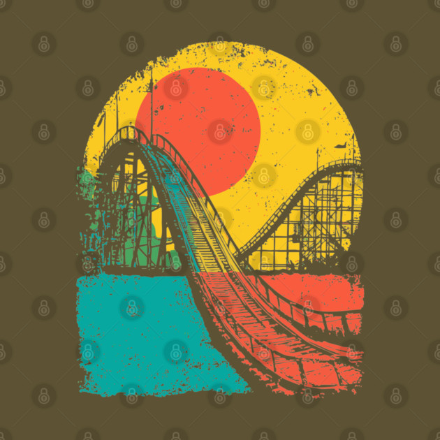 Vibrant Pop Art Retro Roller Coaster Ride by TuncGK