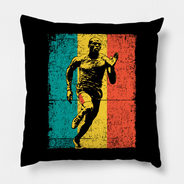 Running Athlete in Bold Pop Art Colors Pillow by TuncGK