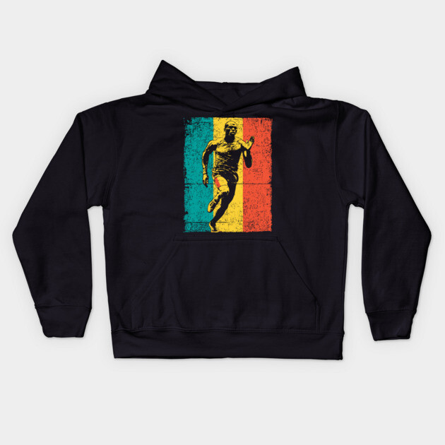 Running Athlete in Bold Pop Art Colors Kids Hoodie by TuncGK