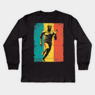 Running Athlete in Bold Pop Art Colors Kids Long Sleeve T-Shirt