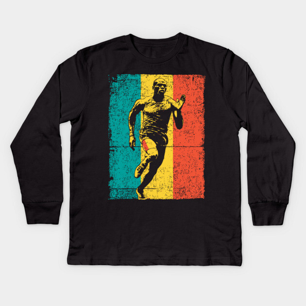 Running Athlete in Bold Pop Art Colors Kids Long Sleeve T-Shirt by TuncGK