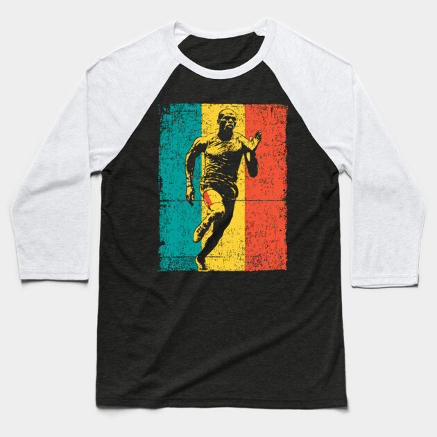 Running Athlete in Bold Pop Art Colors Baseball T-Shirt by TuncGK