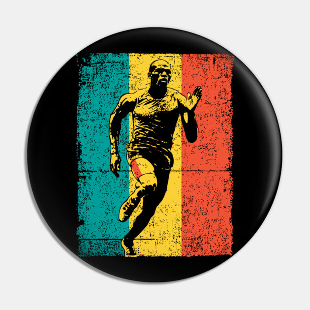 Running Athlete in Bold Pop Art Colors Pin by TuncGK