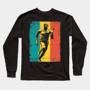 Running Athlete in Bold Pop Art Colors Long Sleeve T-Shirt