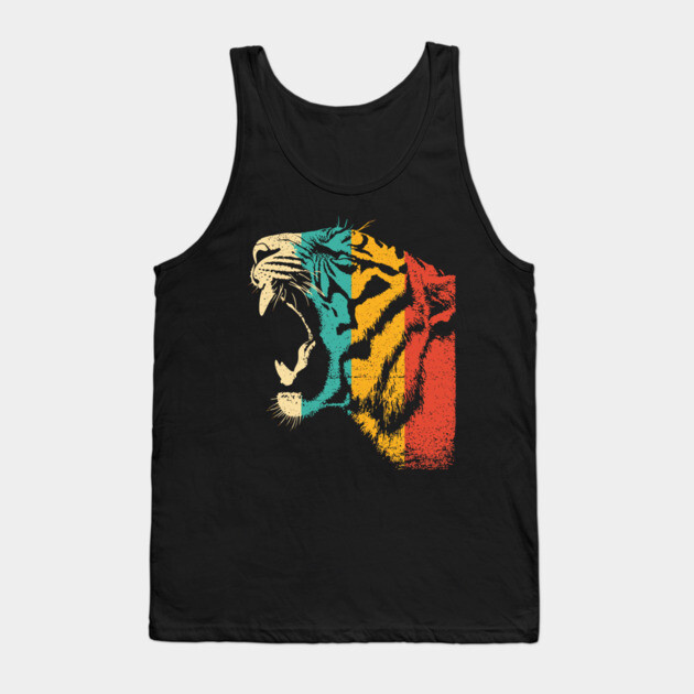 Roaring Tiger in Retro Jungle Pop Style Tank Top by TuncGK