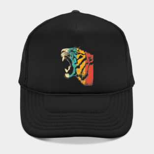Roaring Tiger in Retro Jungle Pop Style Hat