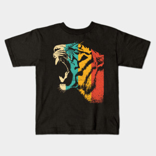 Roaring Tiger in Retro Jungle Pop Style Kids T-Shirt