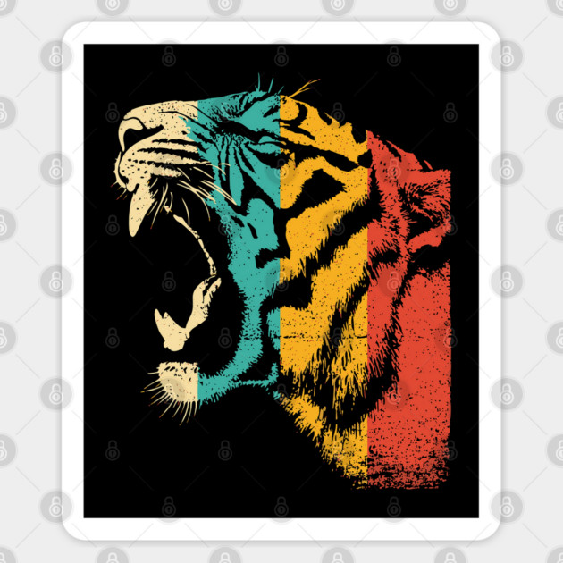 Roaring Tiger in Retro Jungle Pop Style Sticker by TuncGK