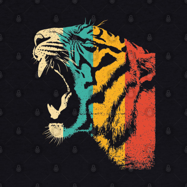 Roaring Tiger in Retro Jungle Pop Style by TuncGK