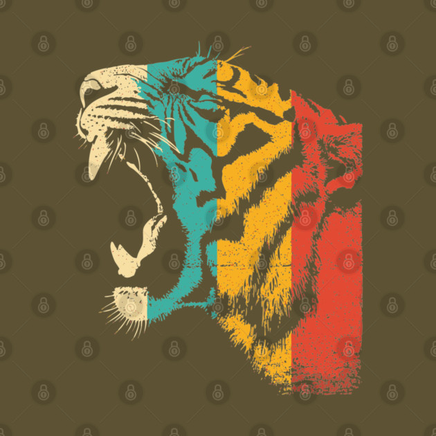 Roaring Tiger in Retro Jungle Pop Style by TuncGK