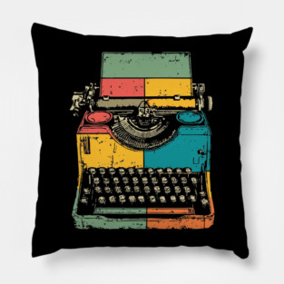 Retro Typewriter with Pop Art Color Splash Pillow