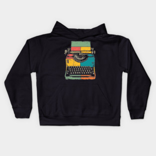 Retro Typewriter with Pop Art Color Splash Kids Hoodie