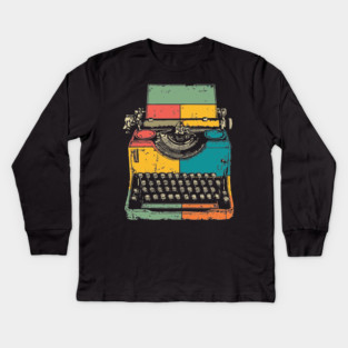Retro Typewriter with Pop Art Color Splash Kids Long Sleeve T-Shirt