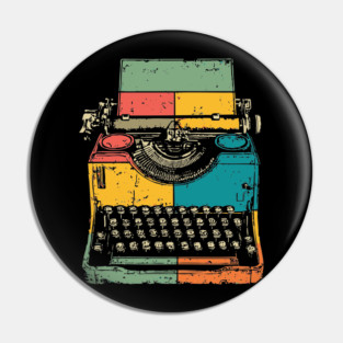 Retro Typewriter with Pop Art Color Splash Pin
