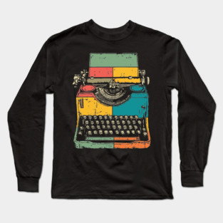 Retro Typewriter with Pop Art Color Splash Long Sleeve T-Shirt