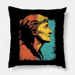 Virginia Woolf Portrait in Retro Pop Art Pillow