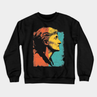 Virginia Woolf Portrait in Retro Pop Art Crewneck Sweatshirt