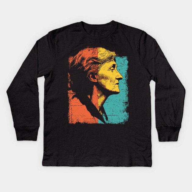 Virginia Woolf Portrait in Retro Pop Art Kids Long Sleeve T-Shirt by TuncGK