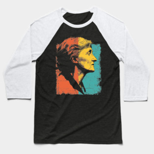 Virginia Woolf Portrait in Retro Pop Art Baseball T-Shirt